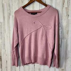 Adrienne Vittadini Dusty Rose Crewneck Sweater with Bow Detail